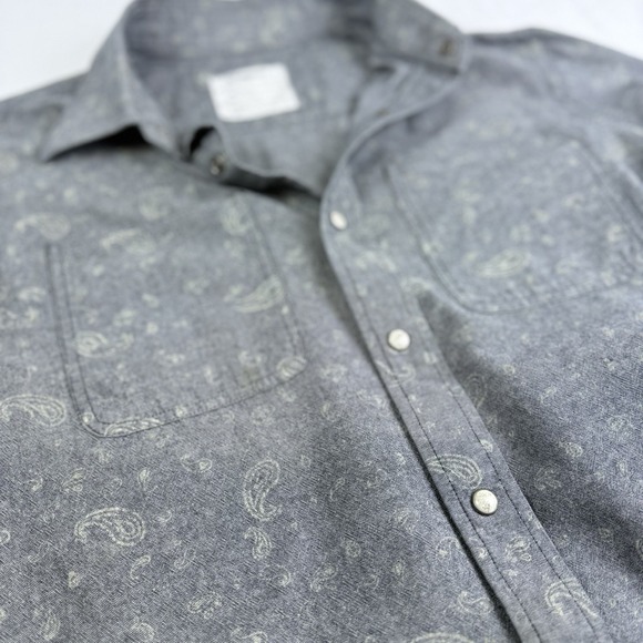 Rocawear Denim Mens Gray Pearl Snap Western Paisley Shirt Size M - Picture 5 of 12